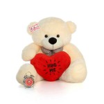 4 Feet Peach Big Bow Teddy Bear holding Hug Me heart